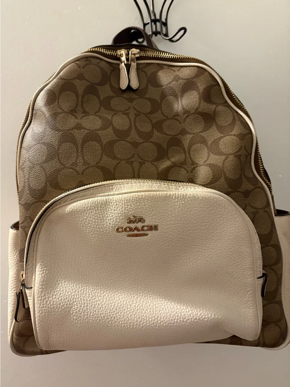 Coach Signature Brown & Cream Mini Backpack